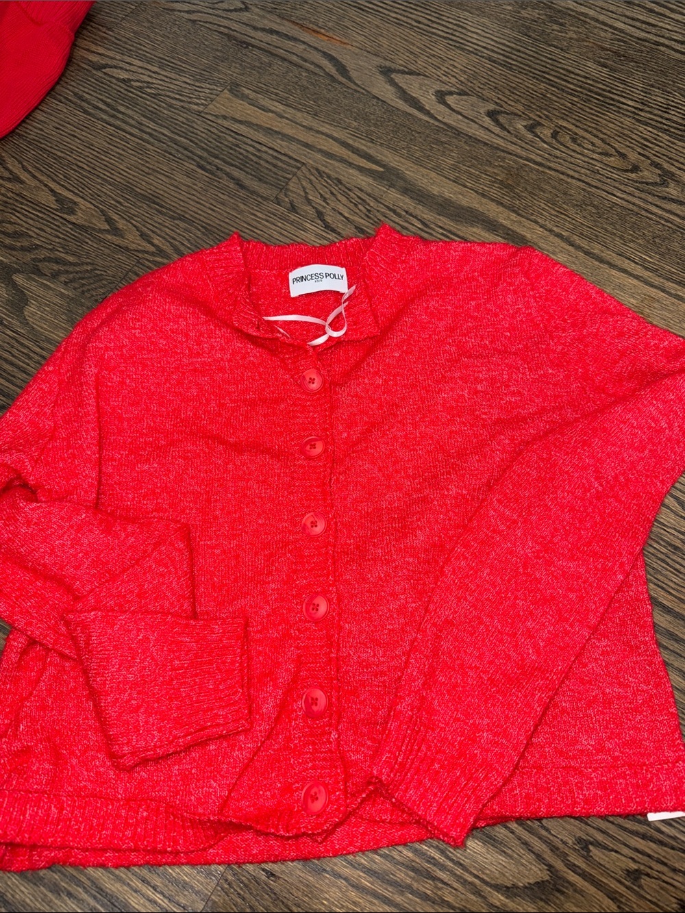 Princess Polly Bright Red Knit Button-Up Cardigan